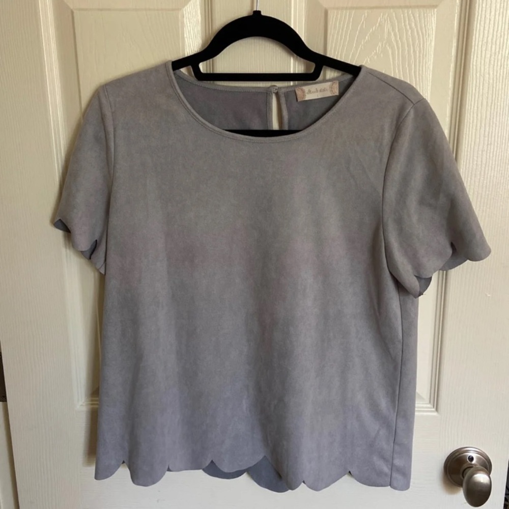 Grey velvet top